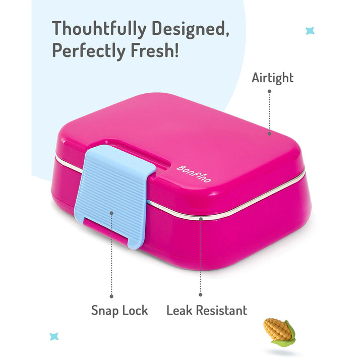 Bonfino Lunch Box with Spoon and Fork 1150 ml (Pink and Blue)