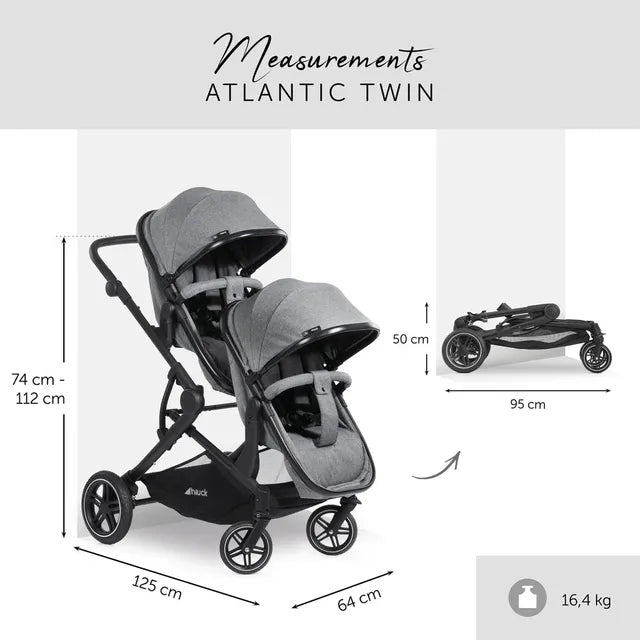 Hauck - Atlantic Twin Double Stroller (Grey)