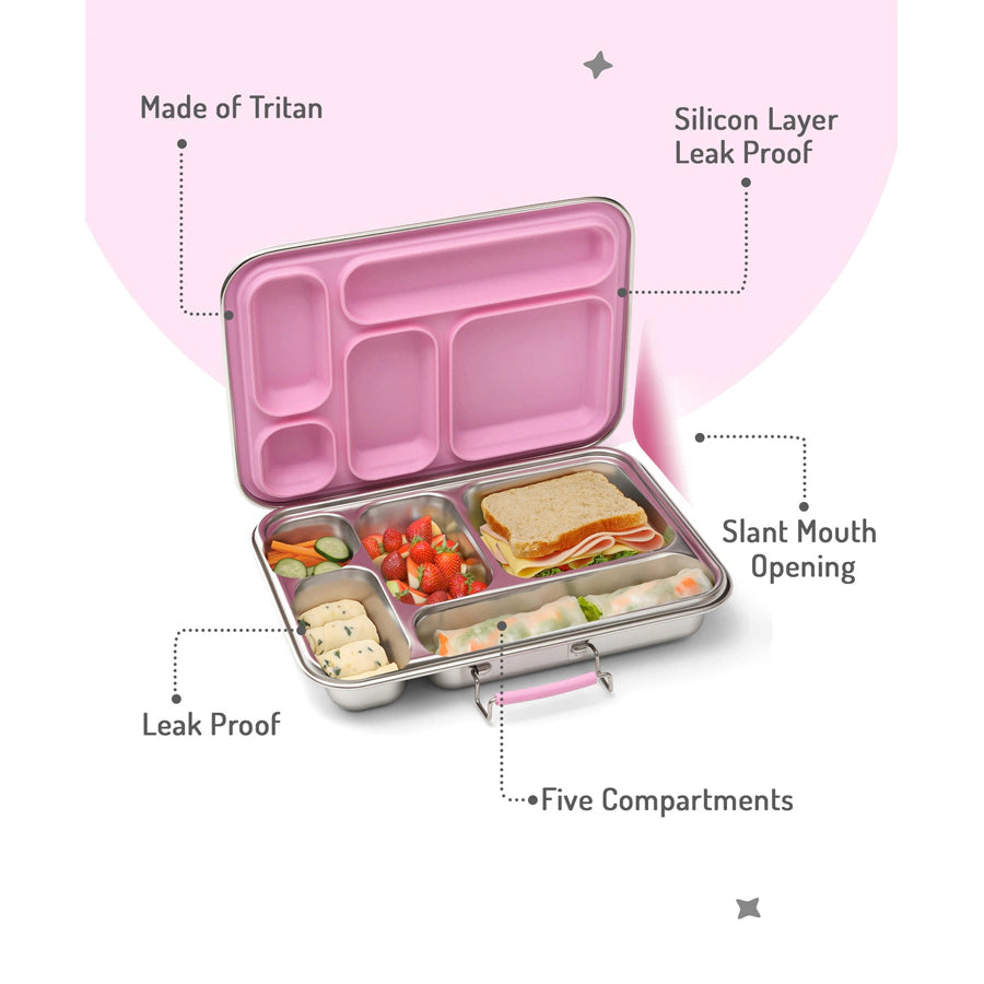 Bonfino Stainless Steel Bento Lunch Box 895ml (Pink)