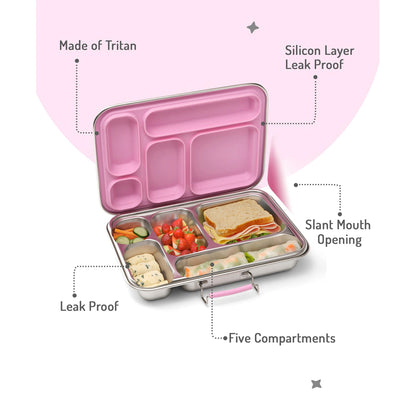 Bonfino Stainless Steel Bento Lunch Box 895ml (Pink)