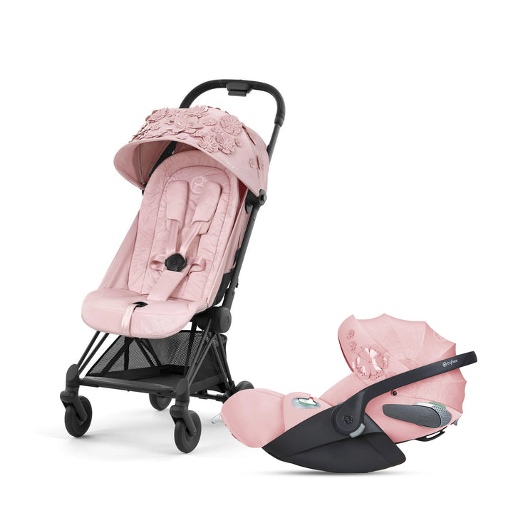 عربة cybex مجموعة عربة الأطفال ومقعد السيارة من سايبكس كويا سيمبلي فلاورز (لون ور – Halamama.com