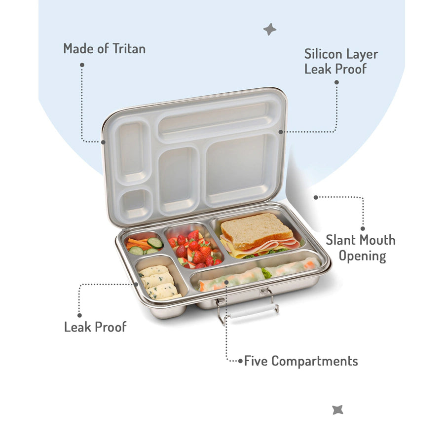 Bonfino Stainless Steel Bento Lunch Box 895ml (Grey)