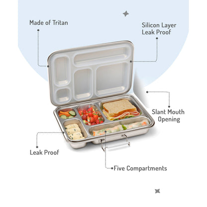 Bonfino Stainless Steel Bento Lunch Box 895ml (Grey)