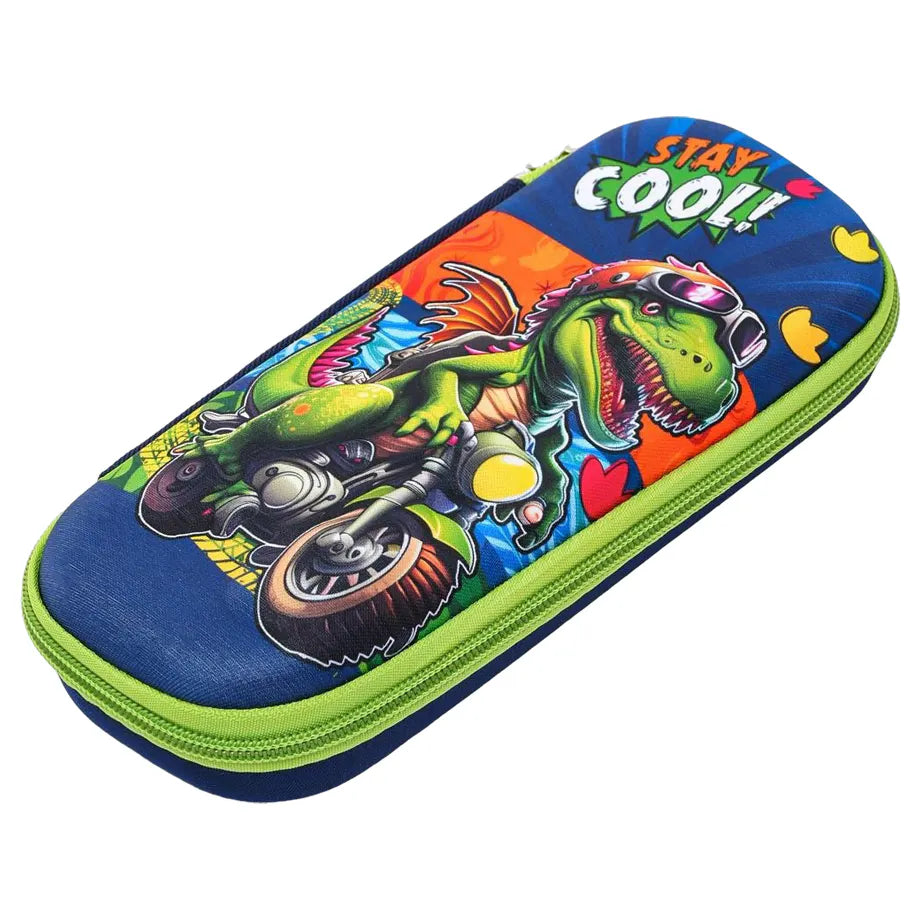 Bonfino Dino Theme Pencil Case (Blue and Green)