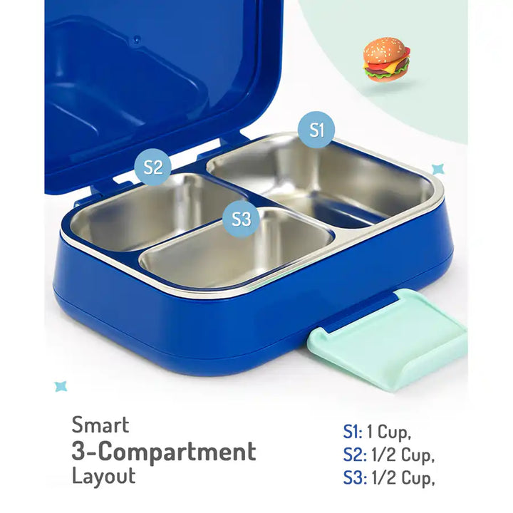 Bonfino Lunch Box with Spoon and Fork 1150ml (Blue and Green)