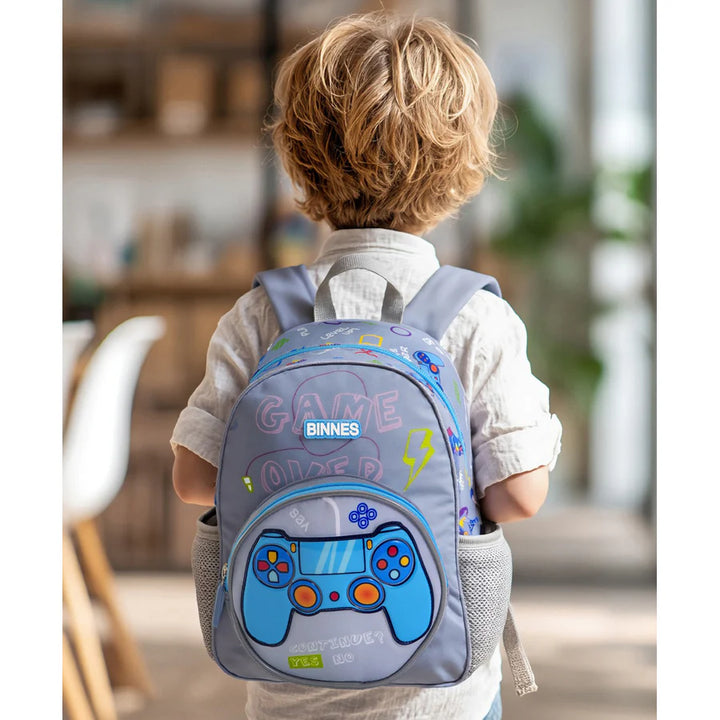 Bonfino Game Over Themed School Bag 22"(Grey)