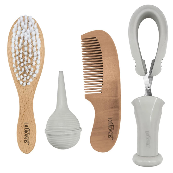 Dr Browns Baby Care Kit Brush Comb Nasal Aspirator Nail Scissors w/ Holder