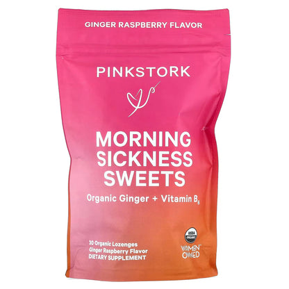 Pink Stork Morning Sickness Sweets, Ginger Raspberry, 30 Organic Lozenges