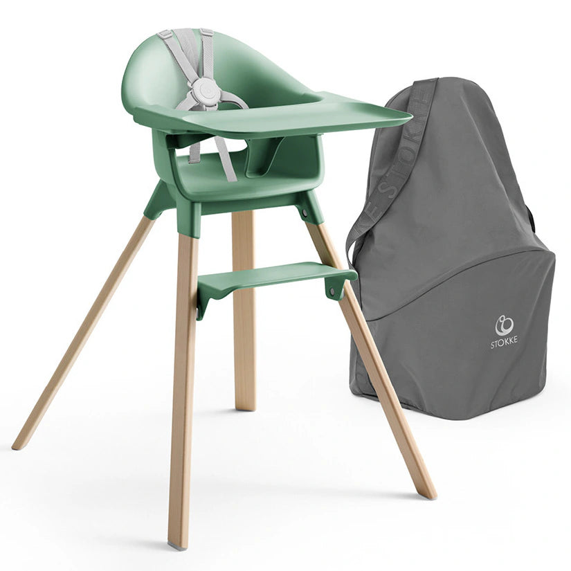 Stokke Clikk Highchair (Clover Green) + Travel Bag (Dark Grey)