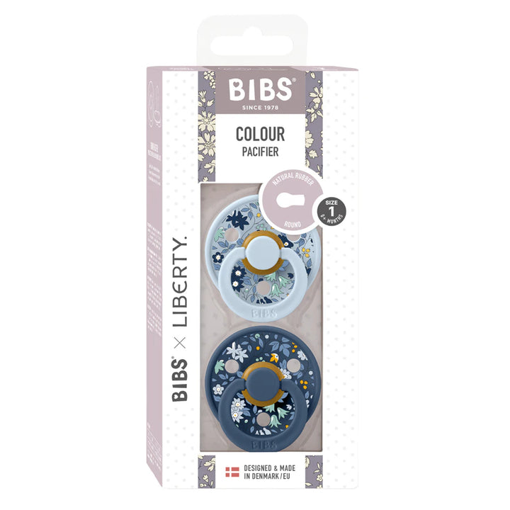 Bibs x Liberty Colour Chamomile Lawn Latex Size 2 pacifiers Pack of 2 (Baby Blue Mix)