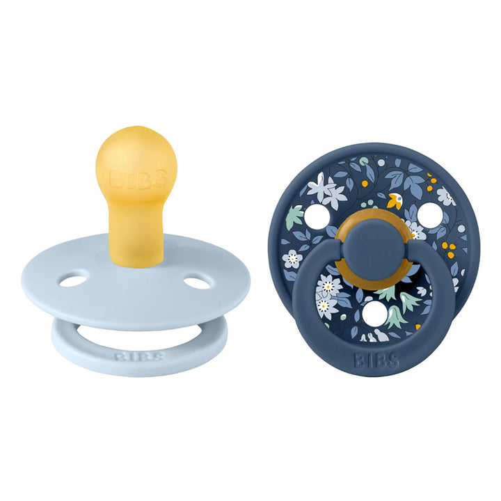 Bibs x Liberty Colour Chamomile Lawn Latex Size 2 pacifiers Pack of 2 (Baby Blue Mix)