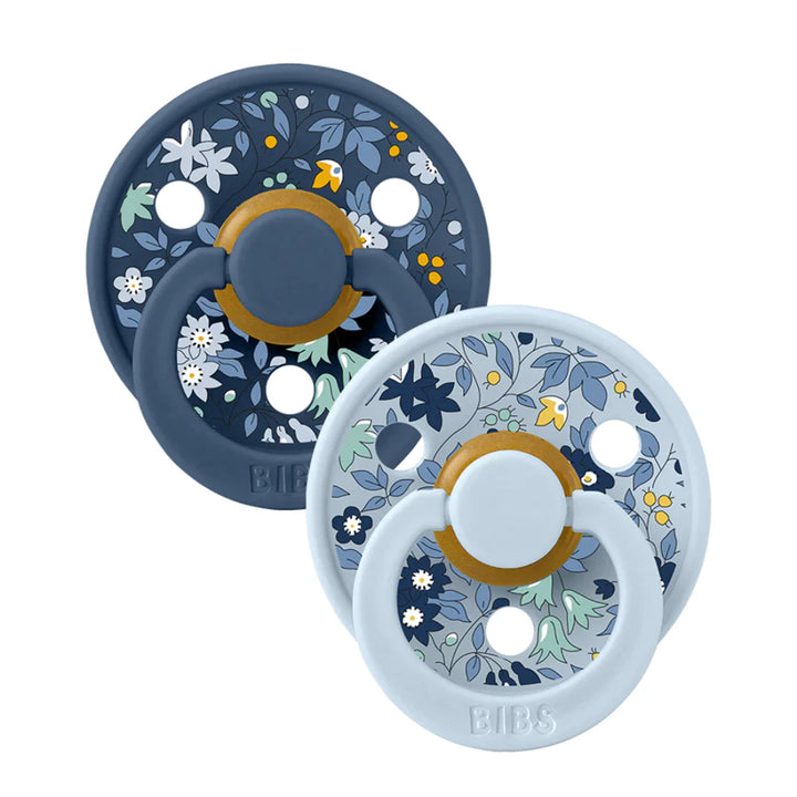 Bibs x Liberty Colour Chamomile Lawn Latex Size 2 pacifiers Pack of 2 (Baby Blue Mix)