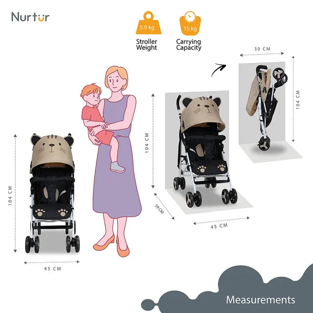 عربة أطفال خفيفة الوزن من Nurtur Luca Cat (بيج) عربة أطفال خفيفة الوزن من Nurtur Luca Cat (بيج)