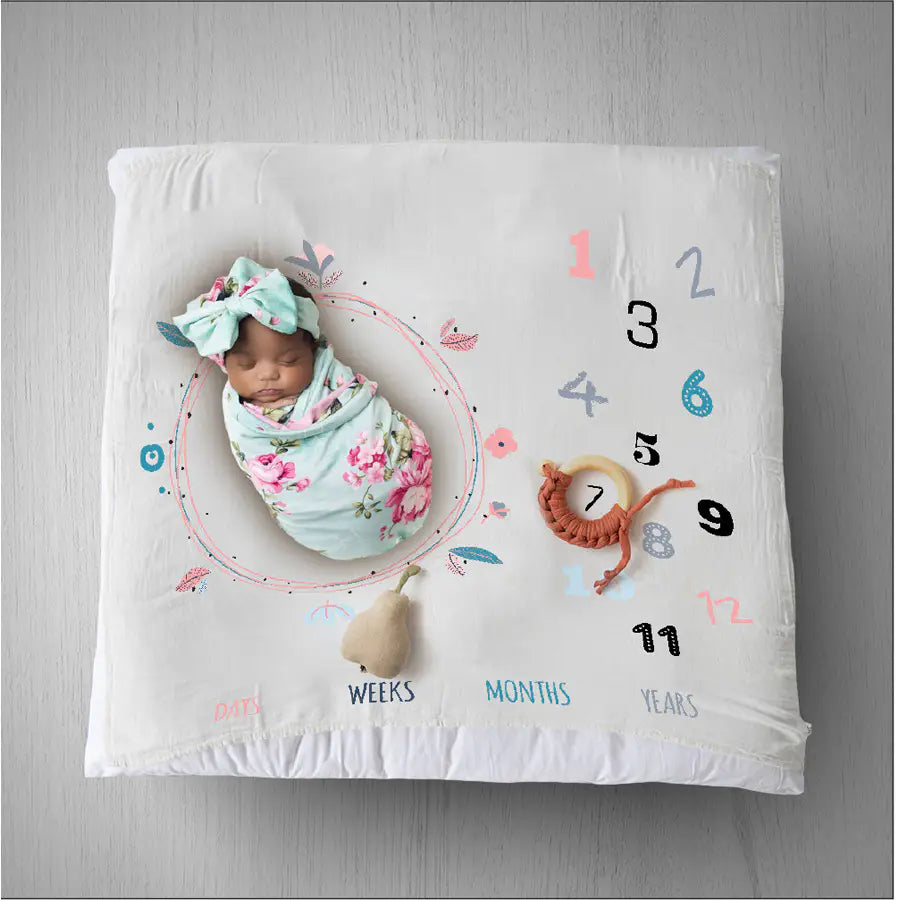 Elli Junior 100% Organic Cotton Milestone Blanket (Pink)