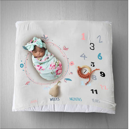 Elli Junior 100% Organic Cotton Milestone Blanket (Pink)