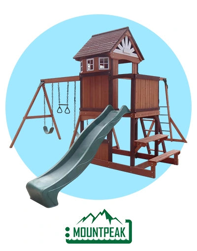Mountpeak Doble Decker Everest Swing Set & Playhouse With Wooden Roof