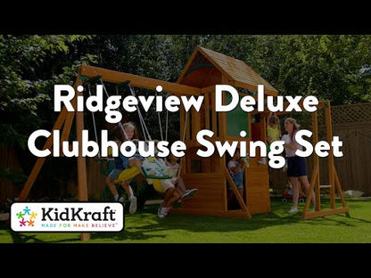 KidKraft Ridgeview Deluxe Clubhouse Wooden Swing Set & Playset