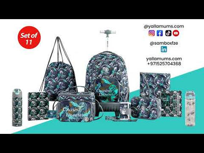 Eazy Kids 18 Inch Set of 3 Trolley Backpack w/Lunch Bag and Pencil Case (T Rex)