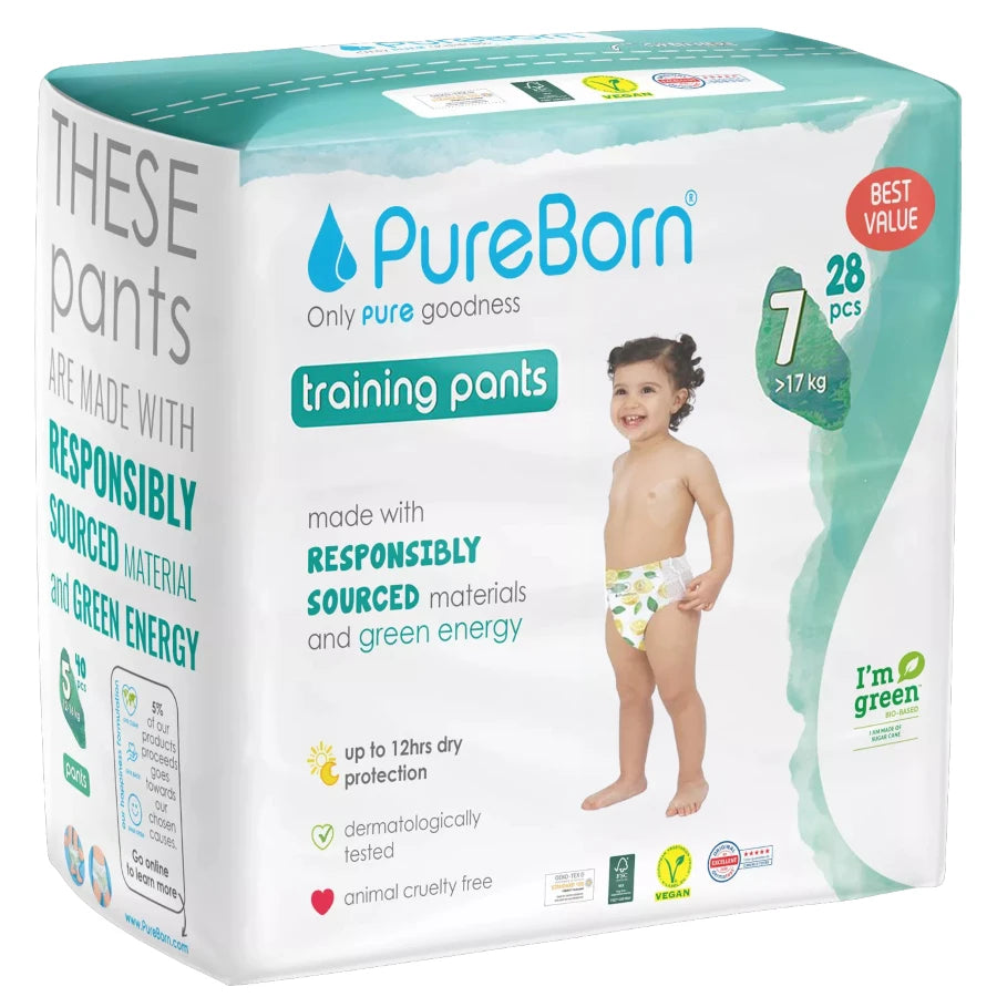 Pure Born Organic Bamboo Diaper Pants Size 7 (Pack of 28)