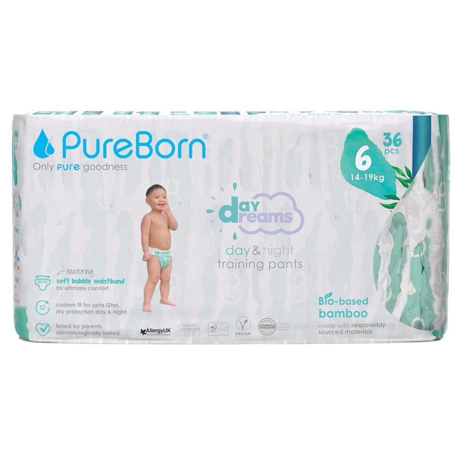 PureBorn Organic Bamboo Diaper Pants Size 6 (Pack of 36)