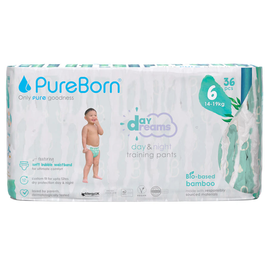 PureBorn Organic Bamboo Diaper Pants Size 6 (Pack of 36)