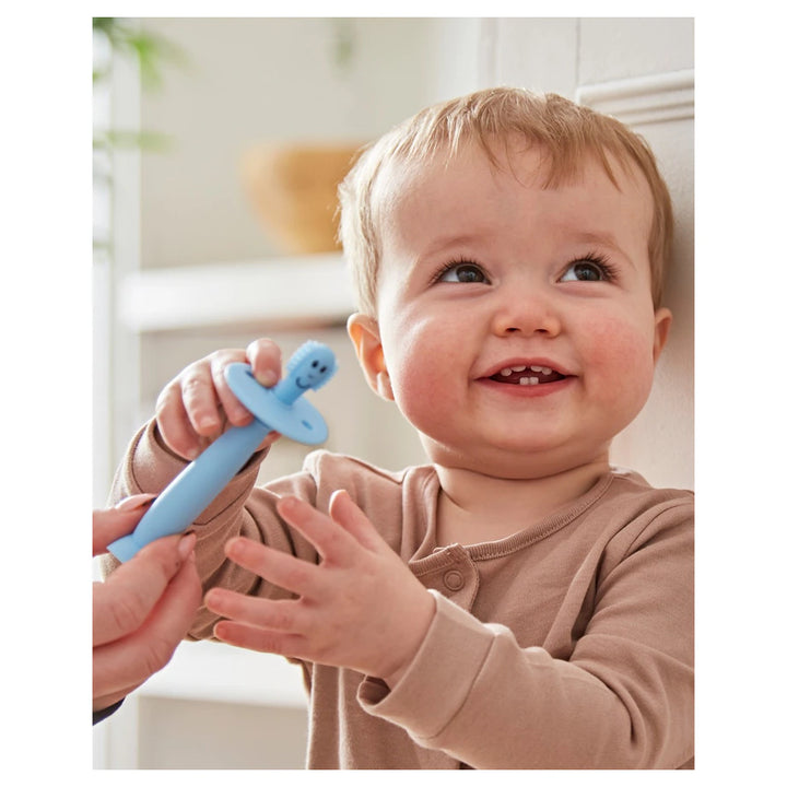 Matchstick Monkey Training Toothbrush With Stopper (Mint Green and Light Blue)