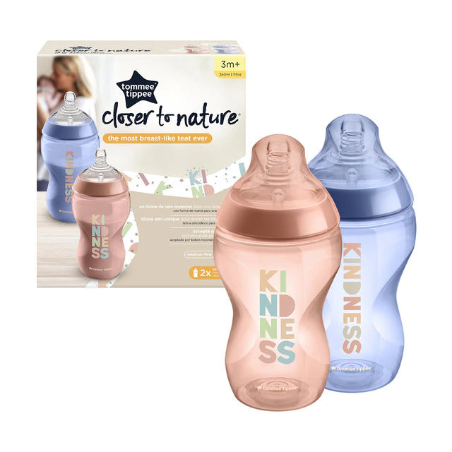 Tommee Tippee Closer to Nature Feeding Bottle, 340ml x 2 -Girl