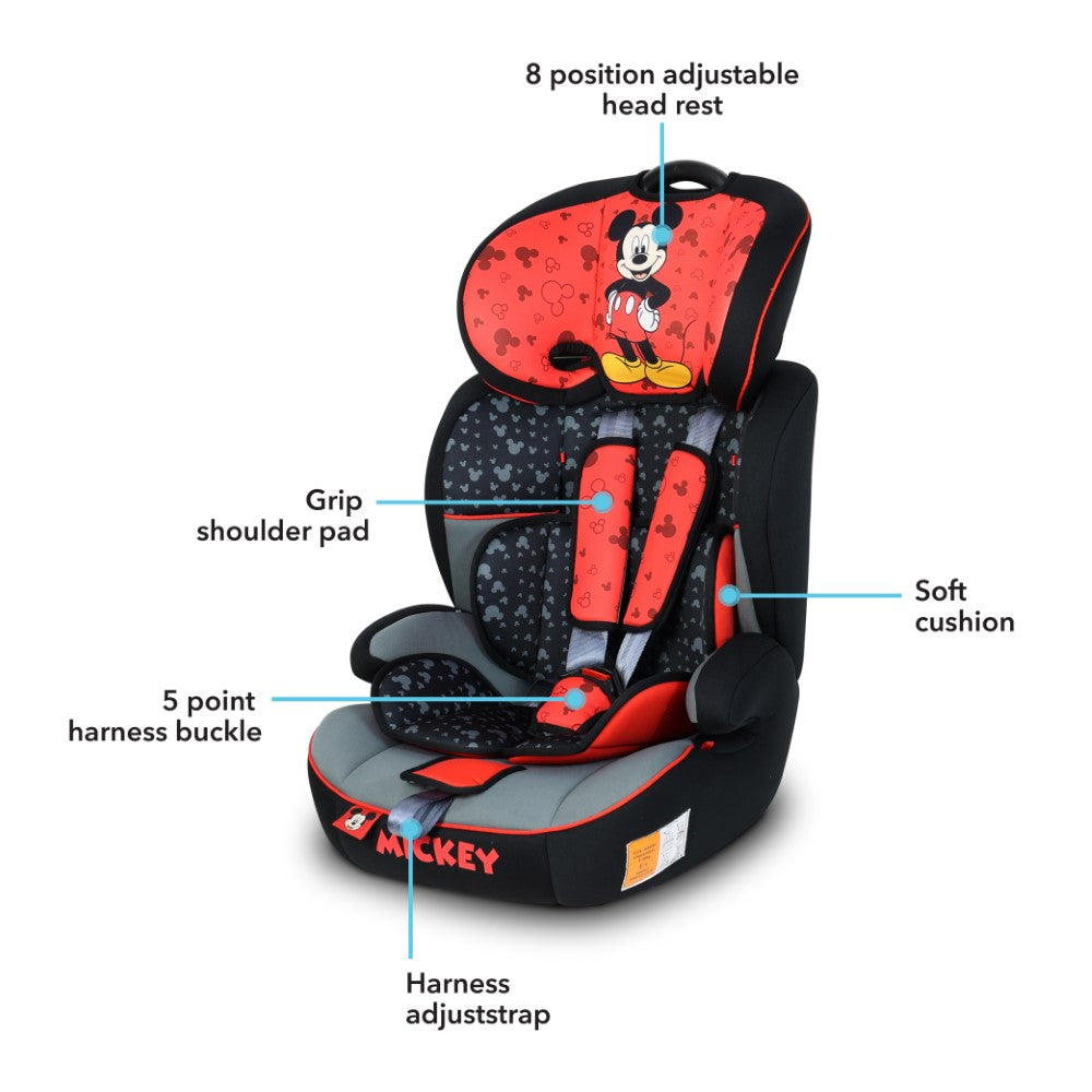 Disney Mickey Mouse Baby/Kids 3-in-1 Car Seat  + Booster Seat (Group 1/2/3)