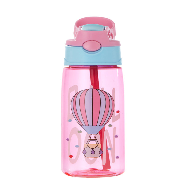 Bonjour Sip Box Kids Water Bottle with Straw Leakproof and Spill proof - 450 ml (Pink Balloon)