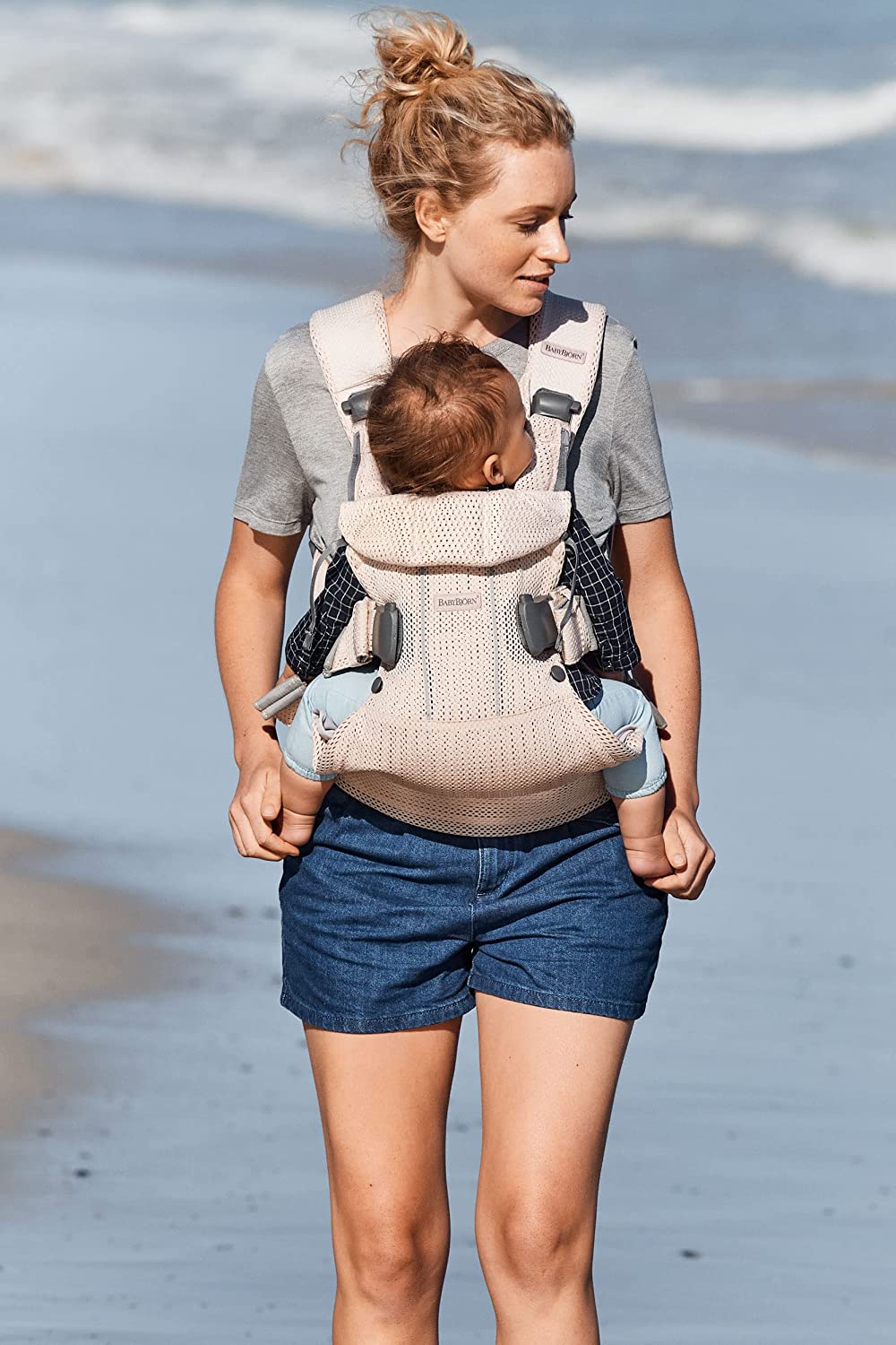 <tc>بيبي بيورن حاملة الأطفال وان إير - شبكة ثلاثية الأبعاد (وردي لؤلؤي)</tc>