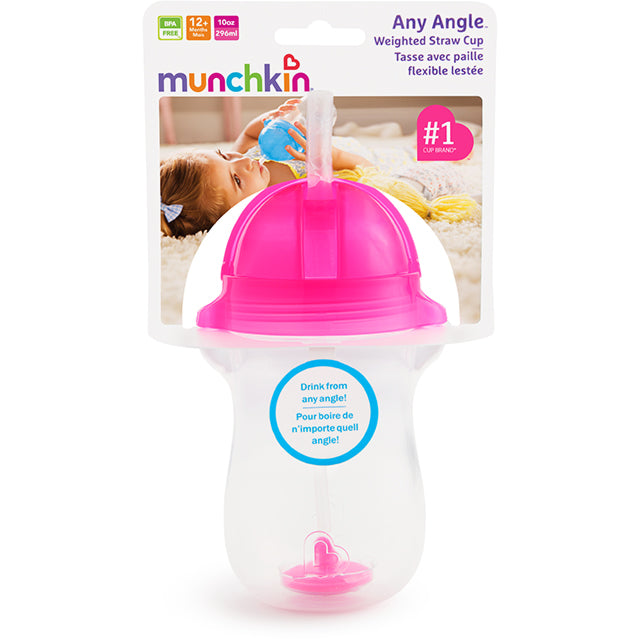 Munchkin - Any Angle Click Lock Weighted Straw Trainer Cup (Pink)