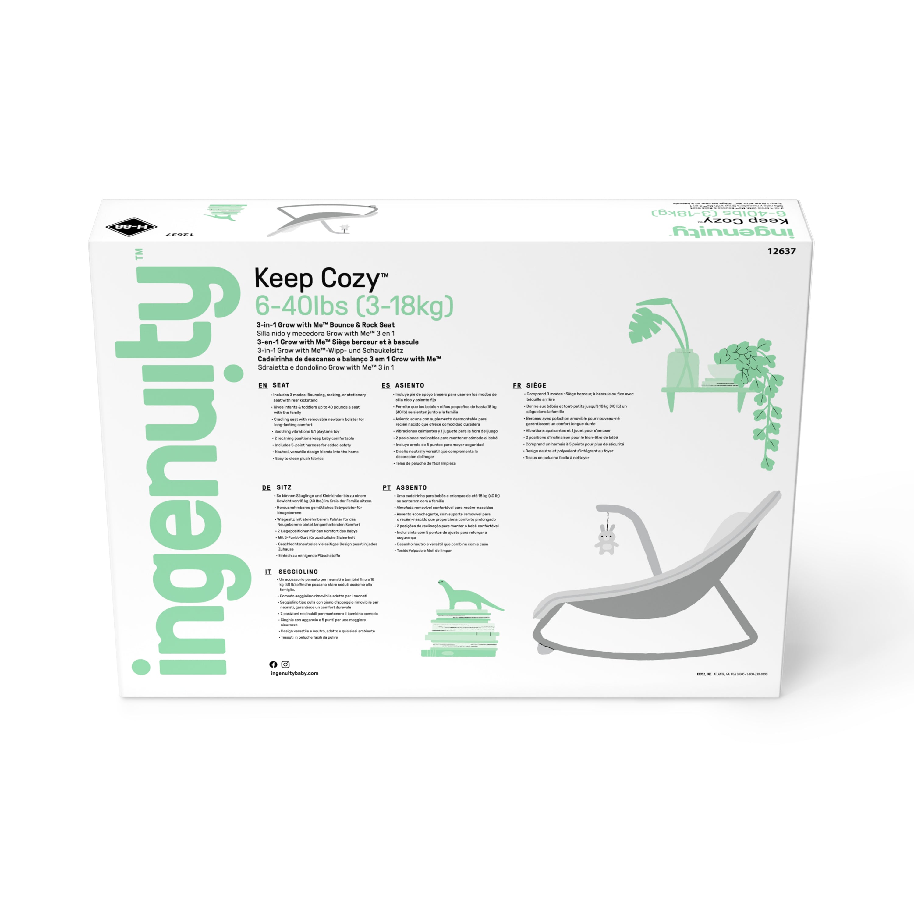 Keep Cozy 3-in-1 Grow with Me Bounce & Rock Seat - Spruce