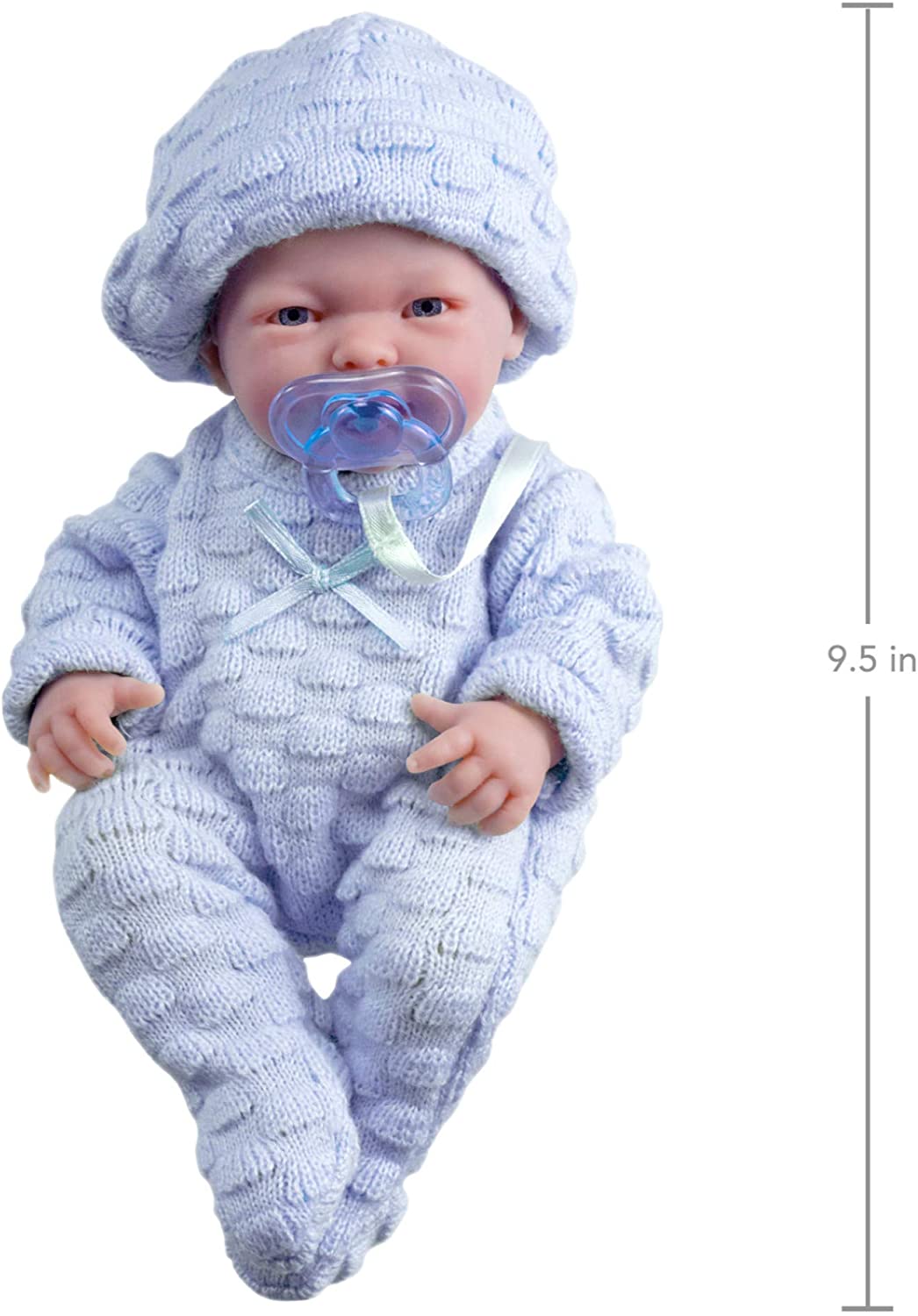 95" Mini La Newborn Doll In Knit Onesies, Assorted Faces Real Boy!