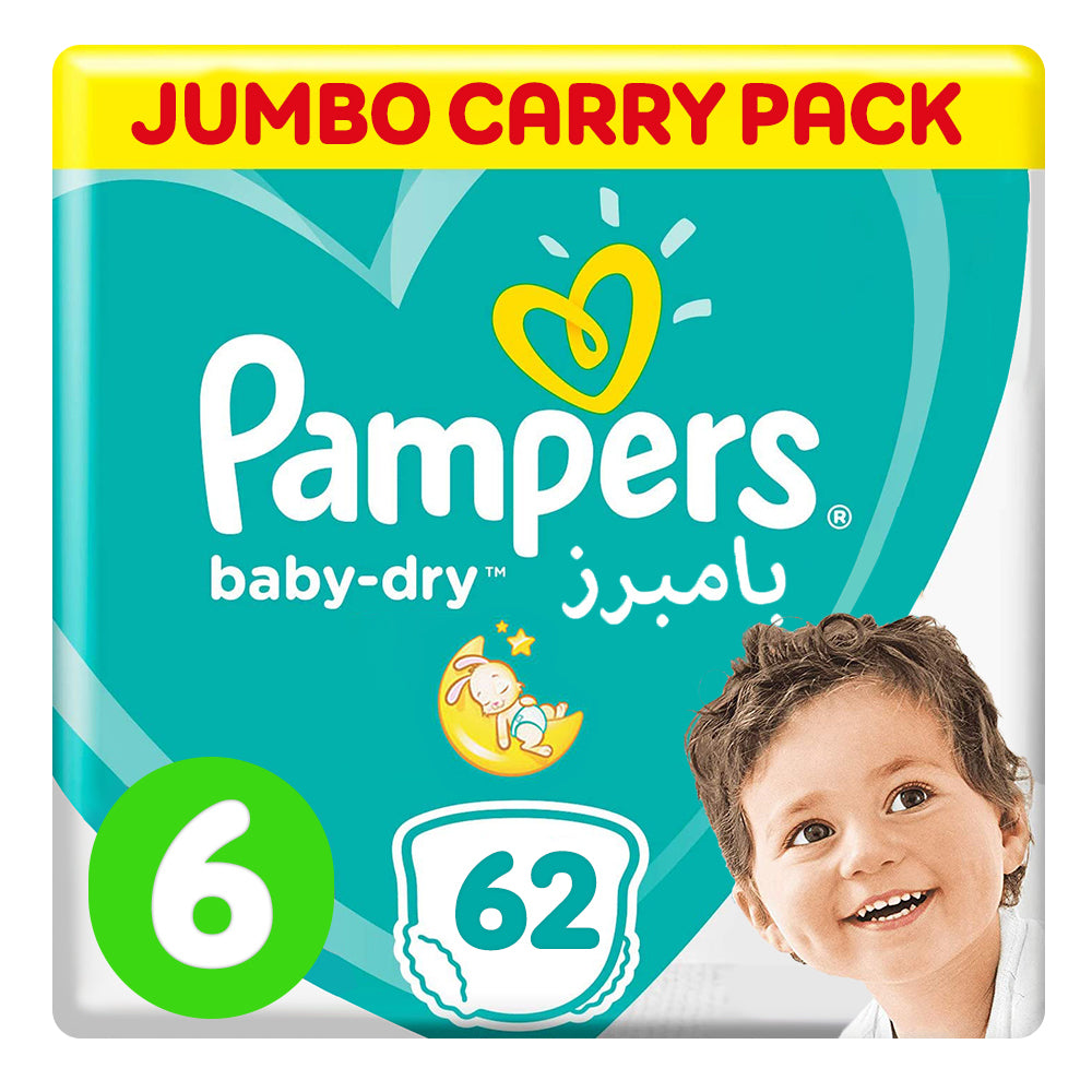 Pampers Baby-Dry Diaper Size 6 - 62's (Jumbo Carry Packs)