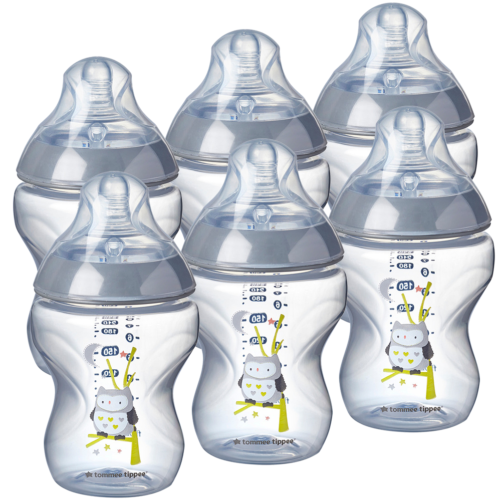 Tommee Tippee Closer to Nature Feeding Bottle, 260ml x 6 (Clear)