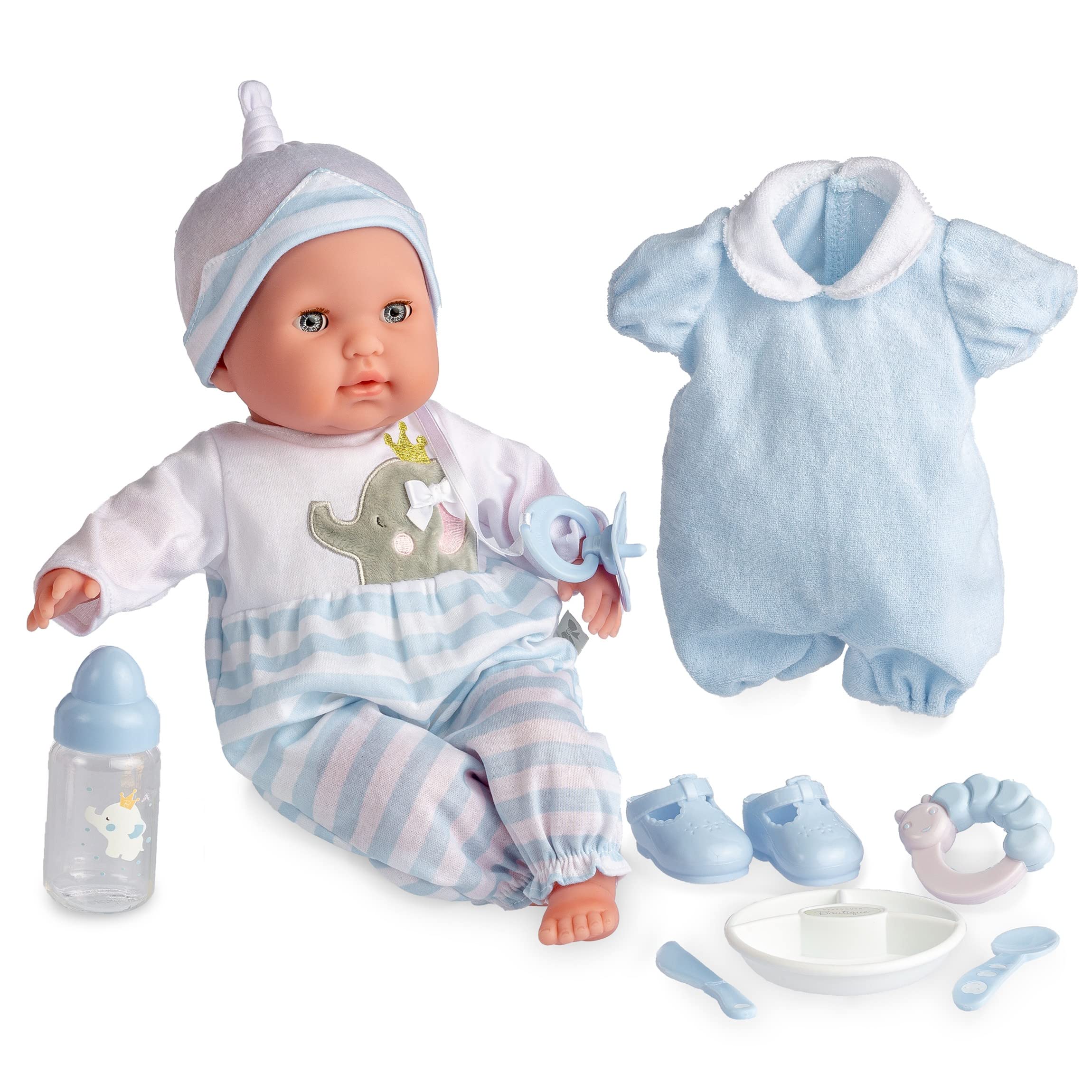 15" Berenguer Boutique Blue Baby Doll Gift Set Open/Close Eyes