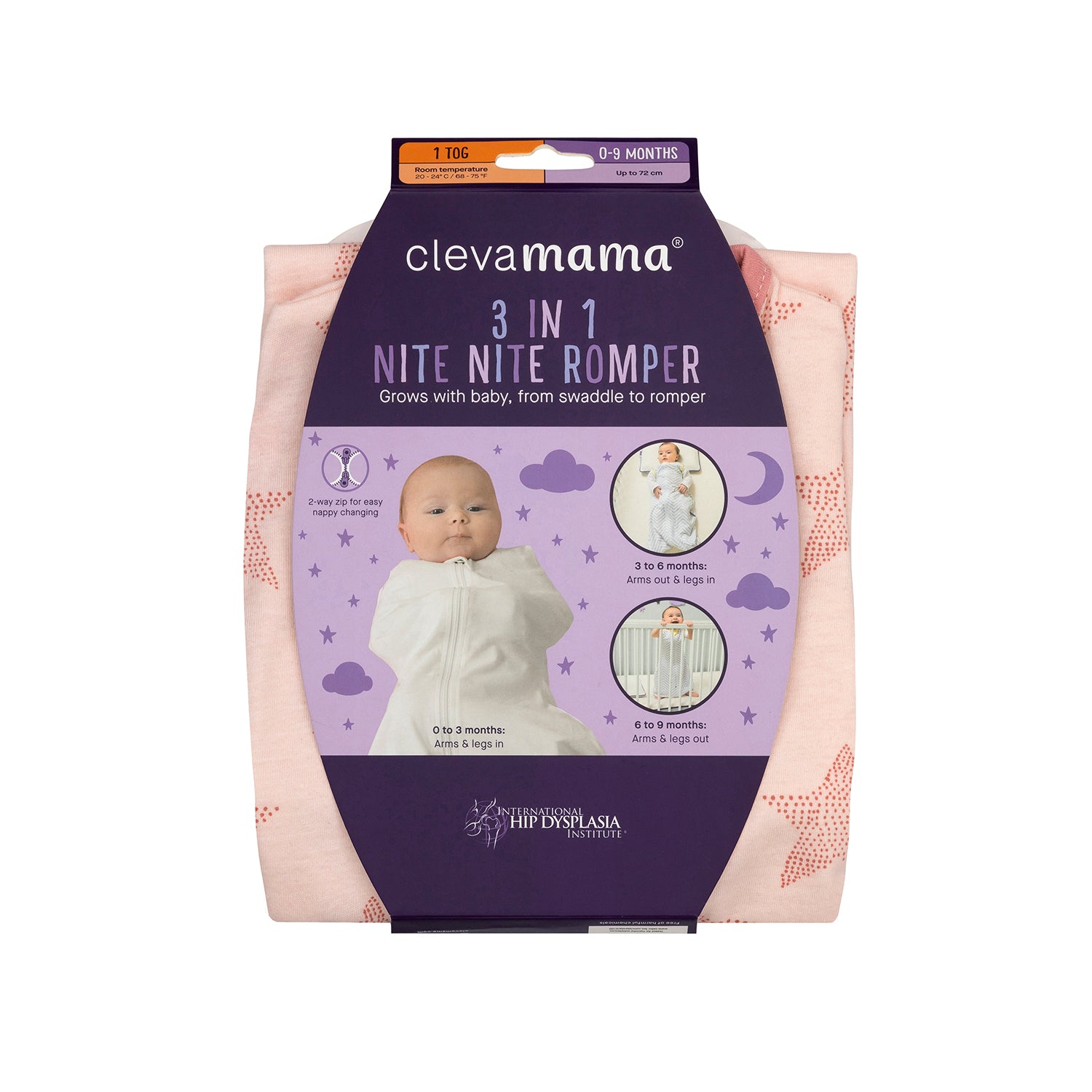 Clevamama - 3-in-1 Nite Nite Romper 1 Tog (Pink)