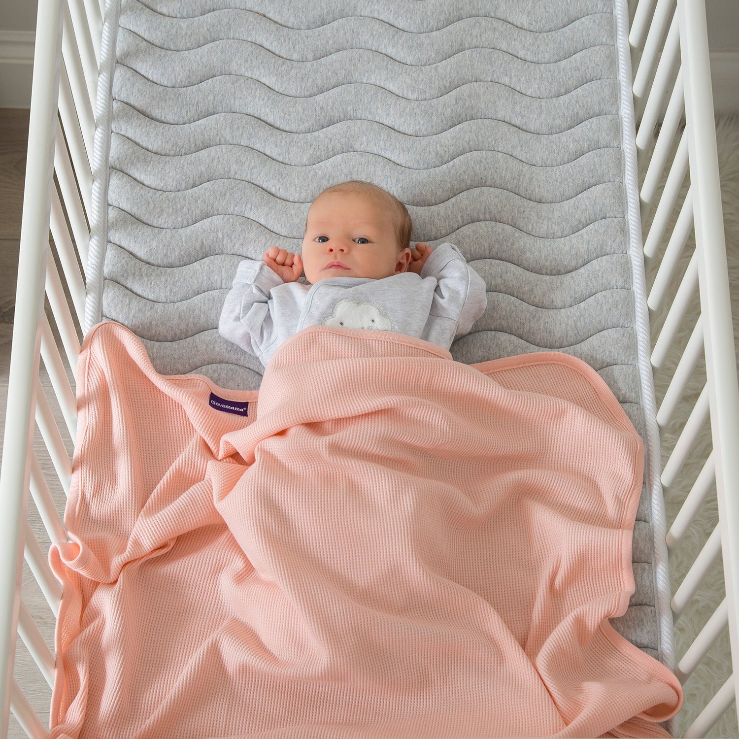 Waffle Weave Cotton Blanket Cot/Cot Bed 120 x 140 cm (Coral)