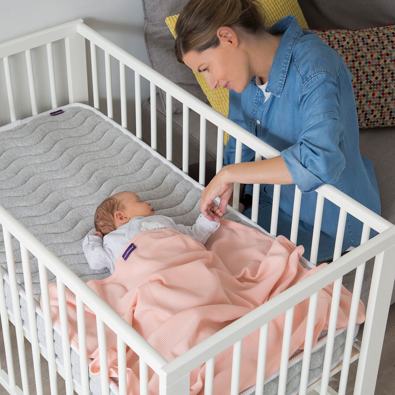 Waffle Weave Cotton Blanket Cot/Cot Bed 120 x 140 cm (Coral)