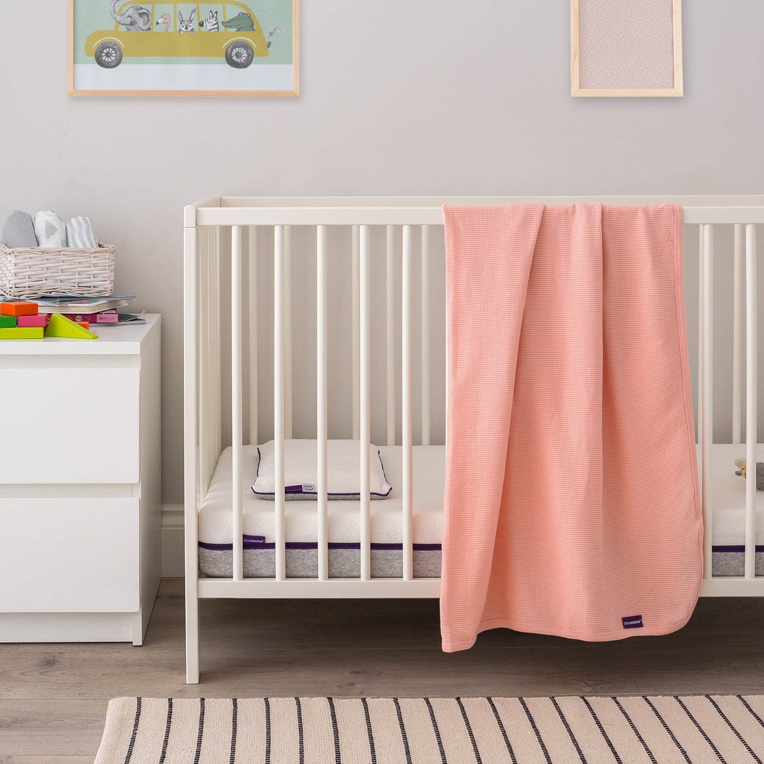 Waffle Weave Cotton Blanket Cot/Cot Bed 120 x 140 cm (Coral)