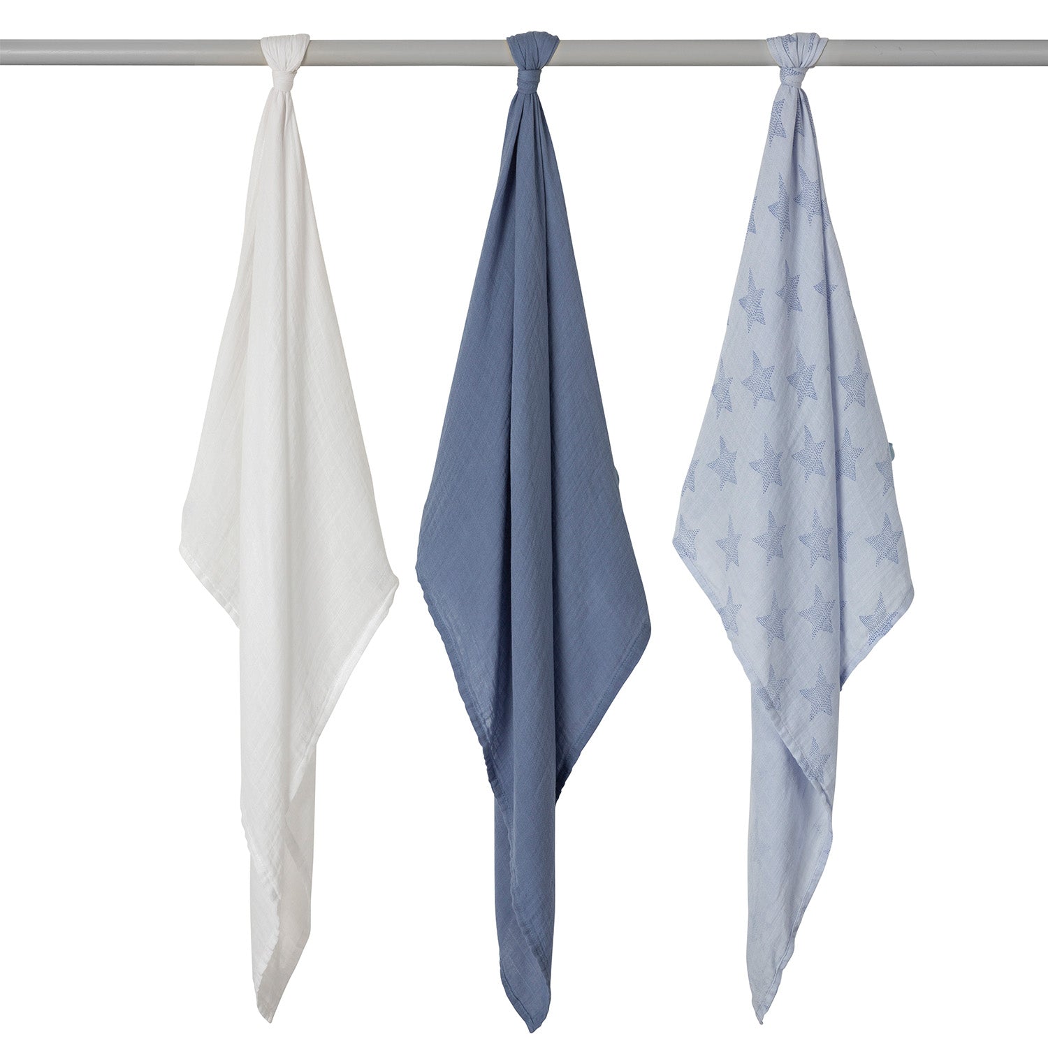 Muslin Cloth Set - Super Soft Bamboo & Cotton - Pack of 3 (Blue)