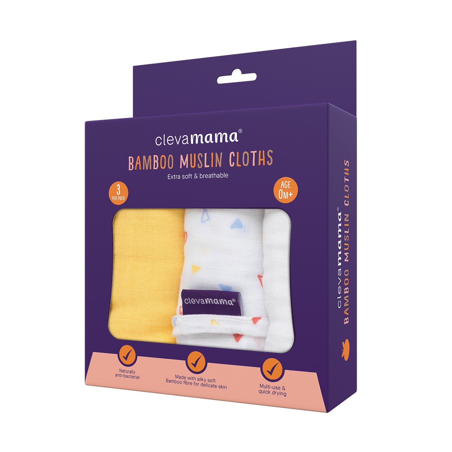 Muslin Cloth Set - Super Soft Bamboo & Cotton - Pack of 3 (Yellow)