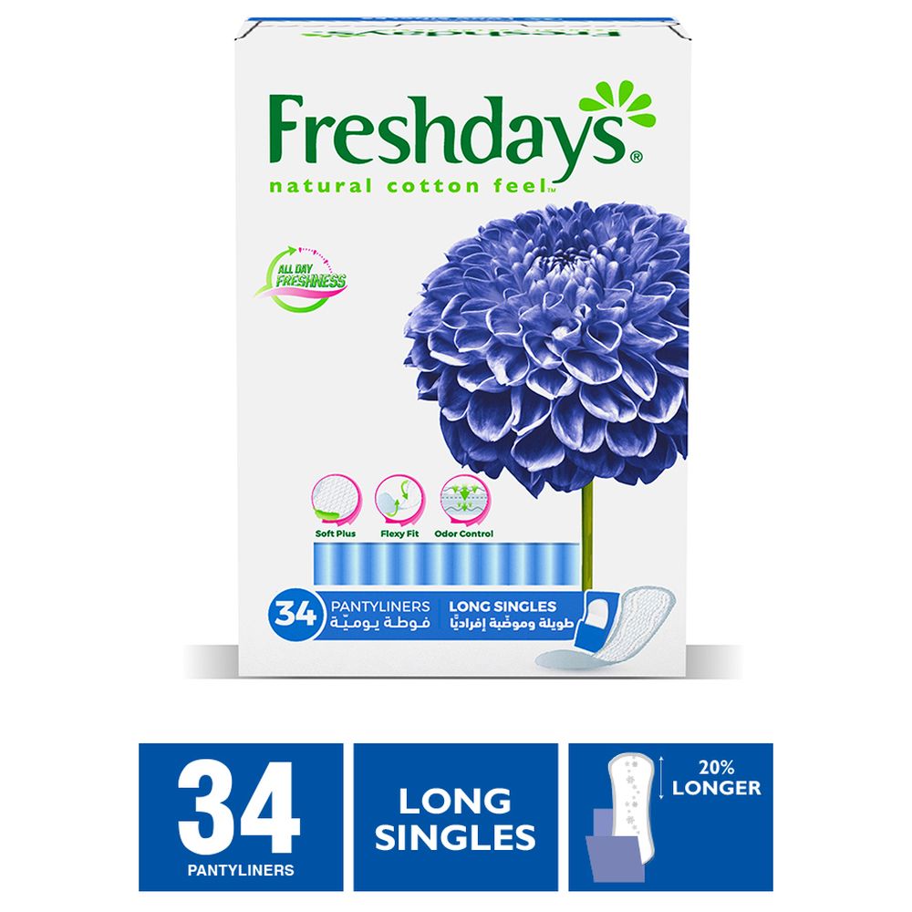 Freshdays Daily Liners Long Singles 34 Pads