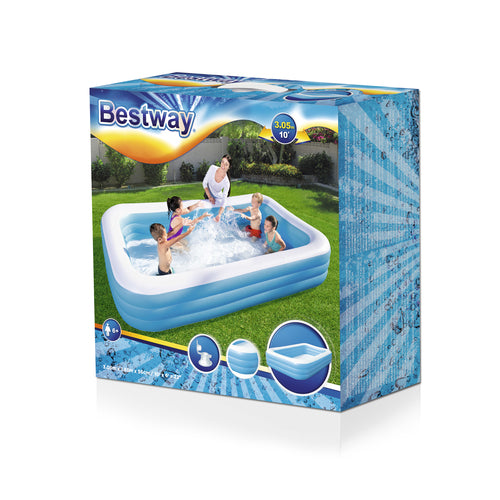Bestway - Deluxe Blue Rectangular Family Pool (10' x 72" x 22"/3.05m x 1.83m x 56cm)