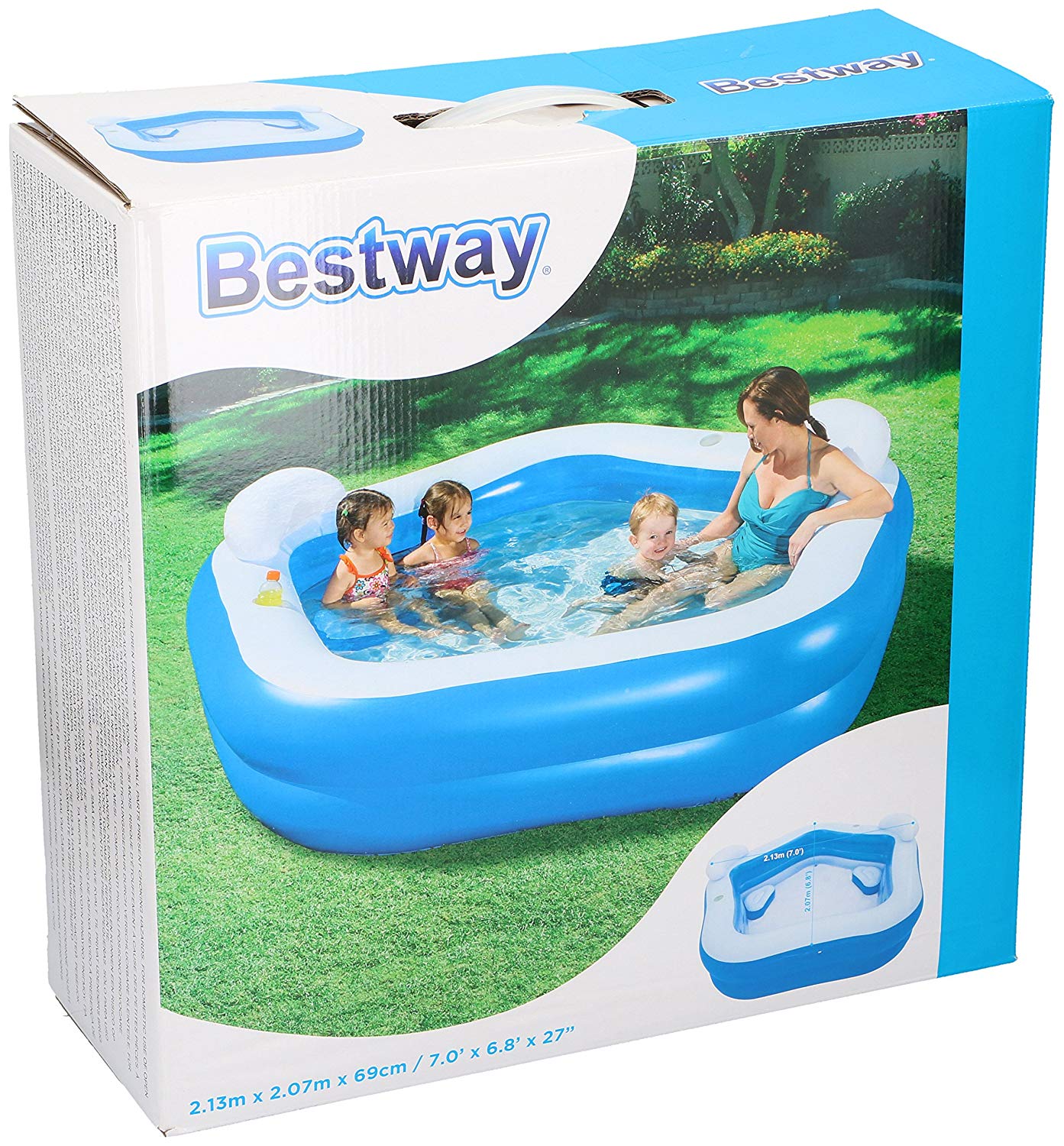 Bestway - Family Fun Pool (7' x 6'9" x 27"/2.13m x 2.06m x 69cm)
