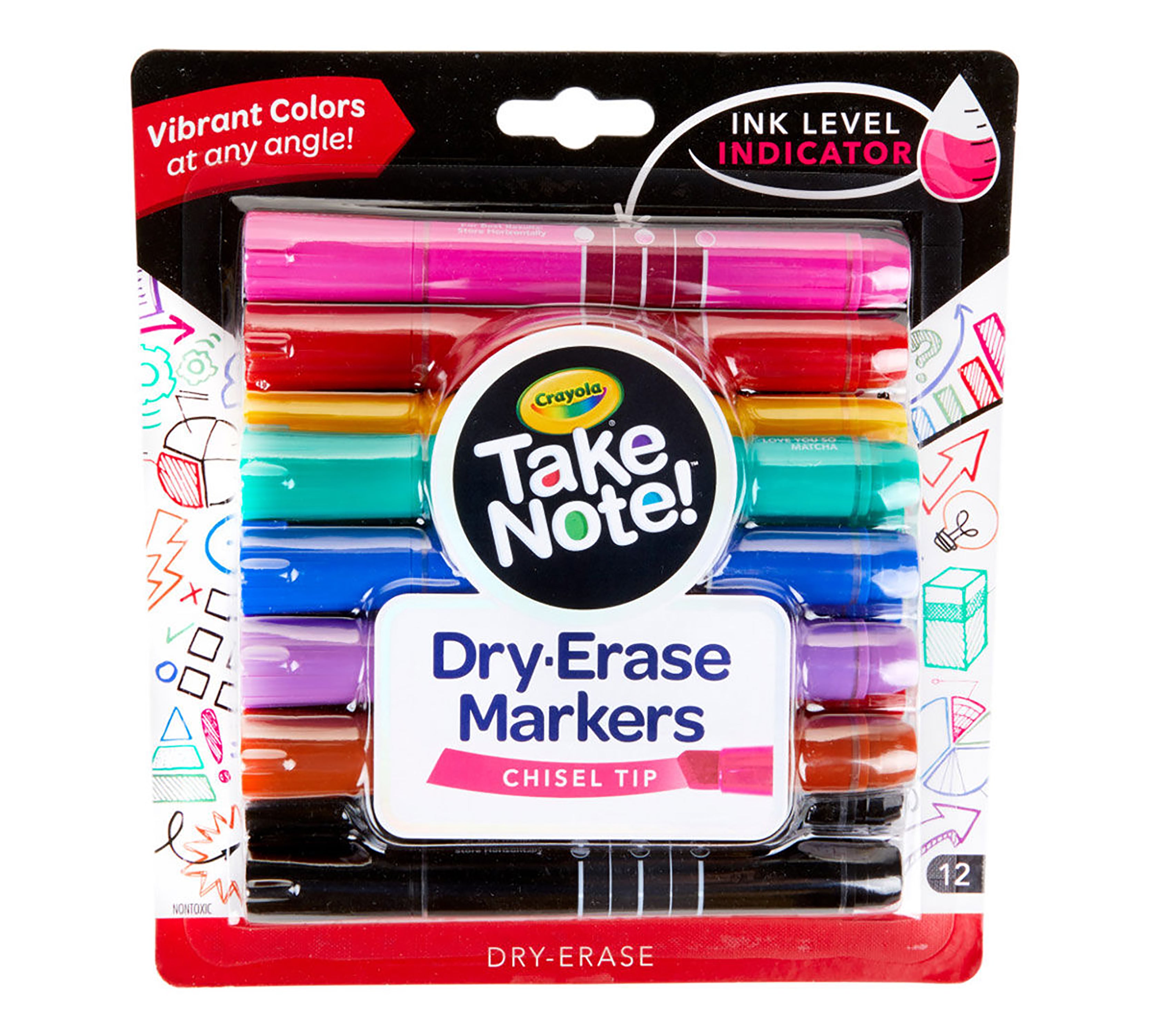 Crayola - Take Note Colored Dry Erase Markers, Pack of 12