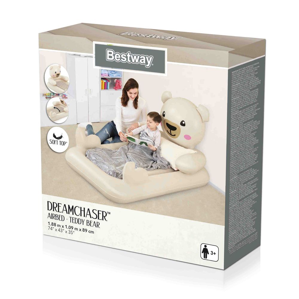 DreamChaser Airbed - Teddy Bear (74" x 43" x 35"/1.88m x 1.09m x 89cm)