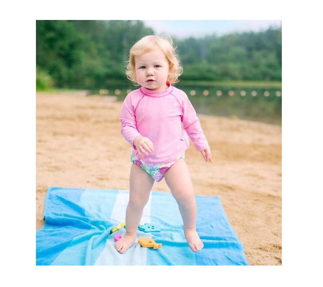 Ruffle Snap Reusable Absorbent Swimsuit Diaper (White Zinnia- 6 Months)