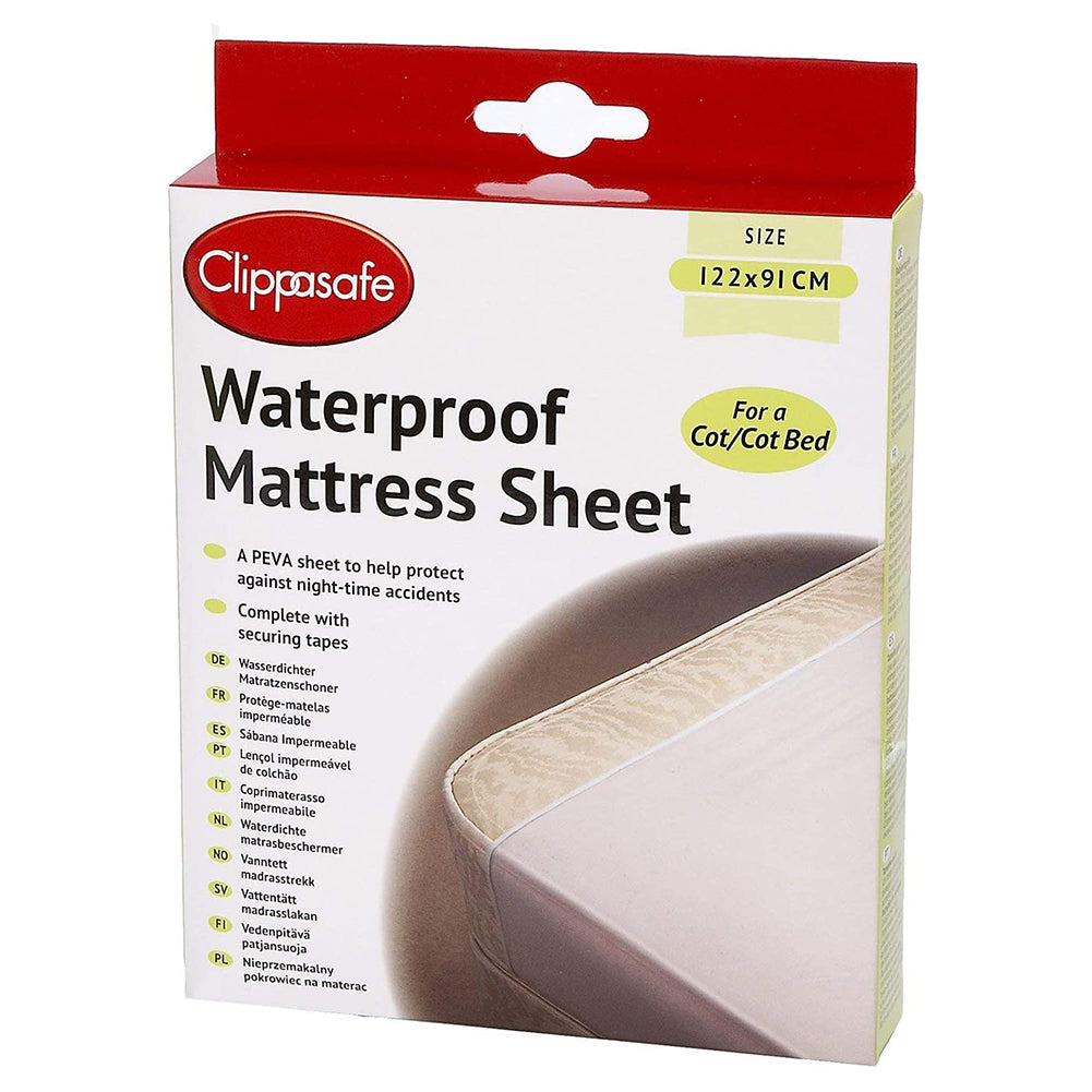 Clippasafe - Waterproof Mattress Sheet - Cot Size - 122x91cm