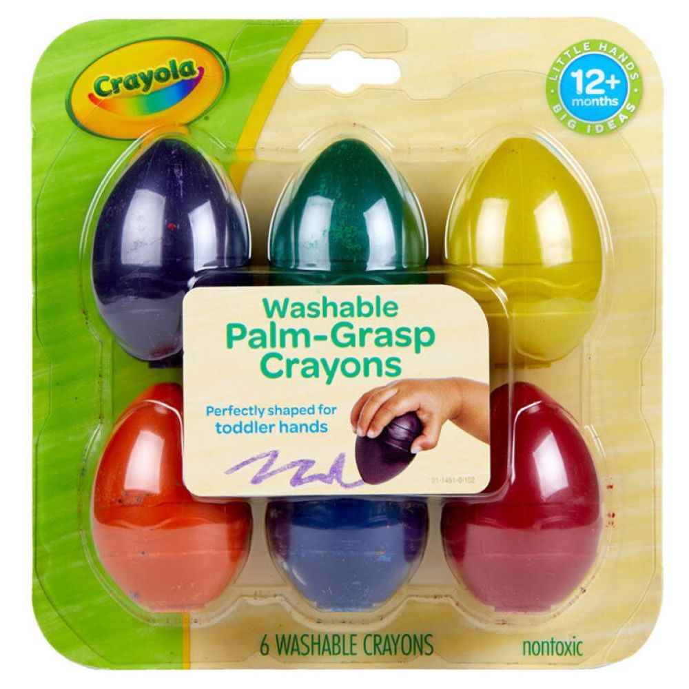 Crayola - Palm Grasp Toddler Washable Crayons, Pack of 6